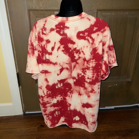 Gildan Alabama Red and Cream Tie-Dye Graphic Short Sleeve Top Size L - Picture 6 of 8